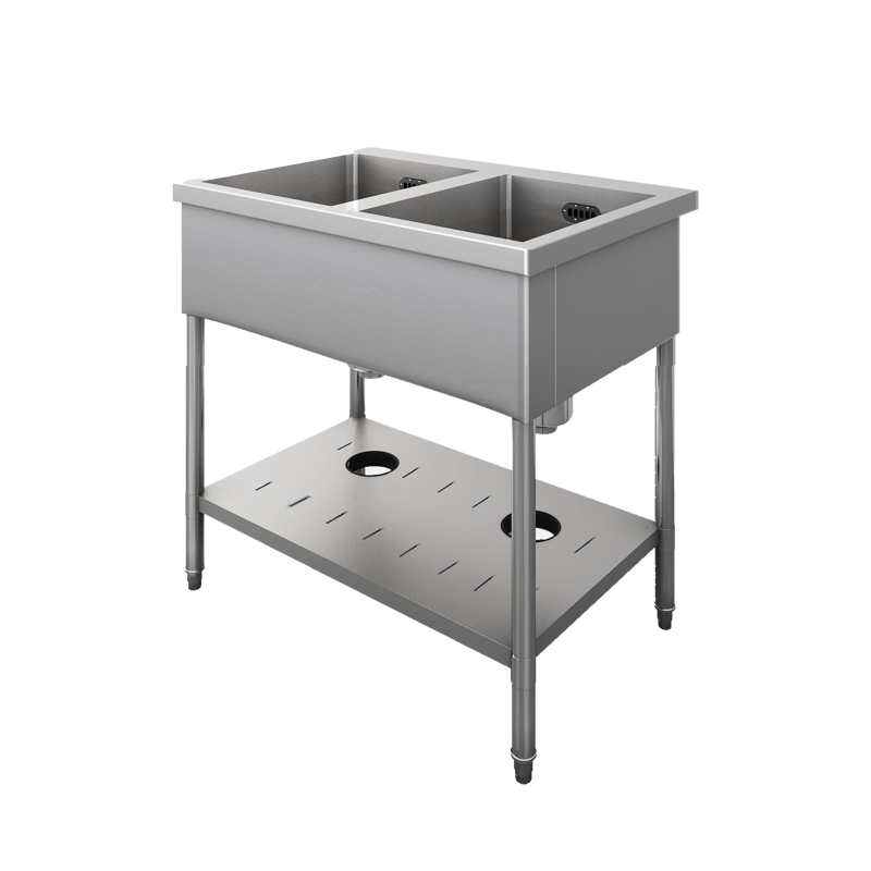 業務用キッチン 二槽シンク | KB-KC025-02-G239 | キッチン本体