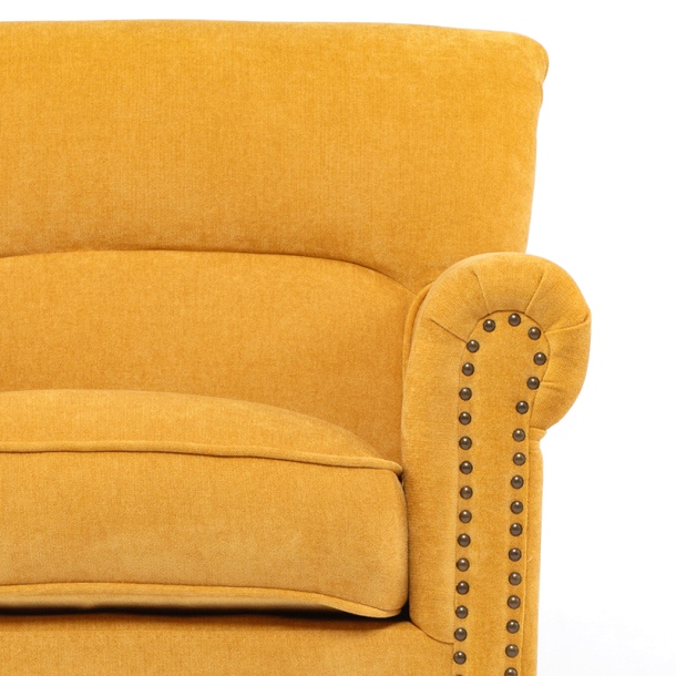 イエローファブリックヴィンテージスタイルシングルソファ(アーム