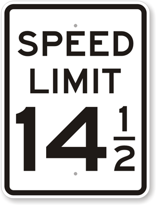 Speed Limit 14 1/2 Sign - Road Traffic Signs, SKU: K-8316