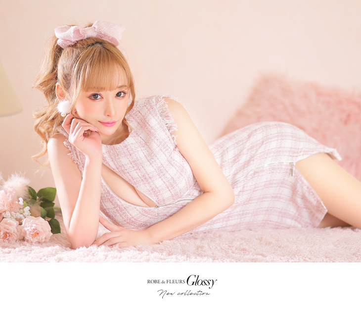 XS～Lサイズあり】ツイード×ジッパータイトミニキャバドレス(GL2543)