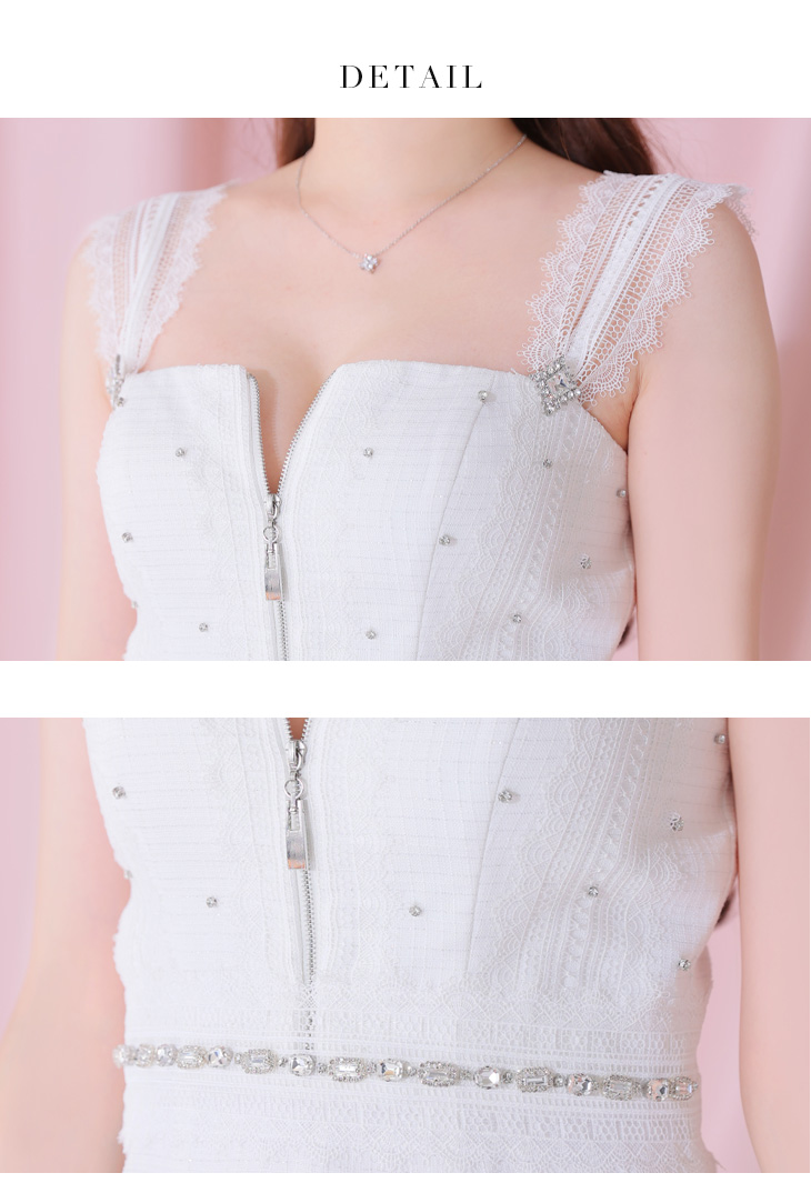 XSサイズあり】肩レース×ウエストビジューフレアミニキャバドレス(fm3425)