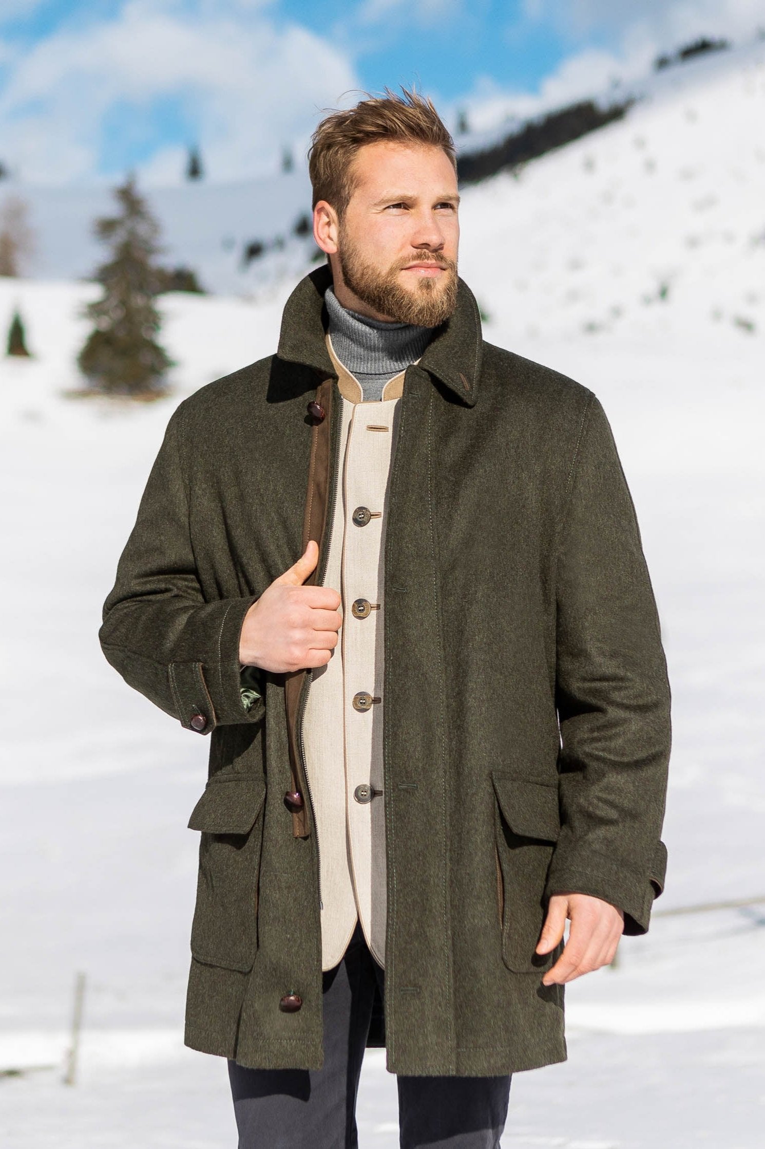 Loden Field Coat Olive - Robert W. Stolz