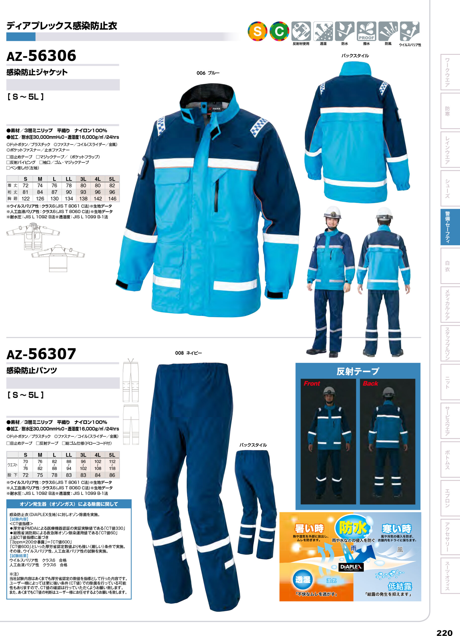 AZ-56306/AZ-56307】ディアプレックス感染防止衣感染防止ジャケット