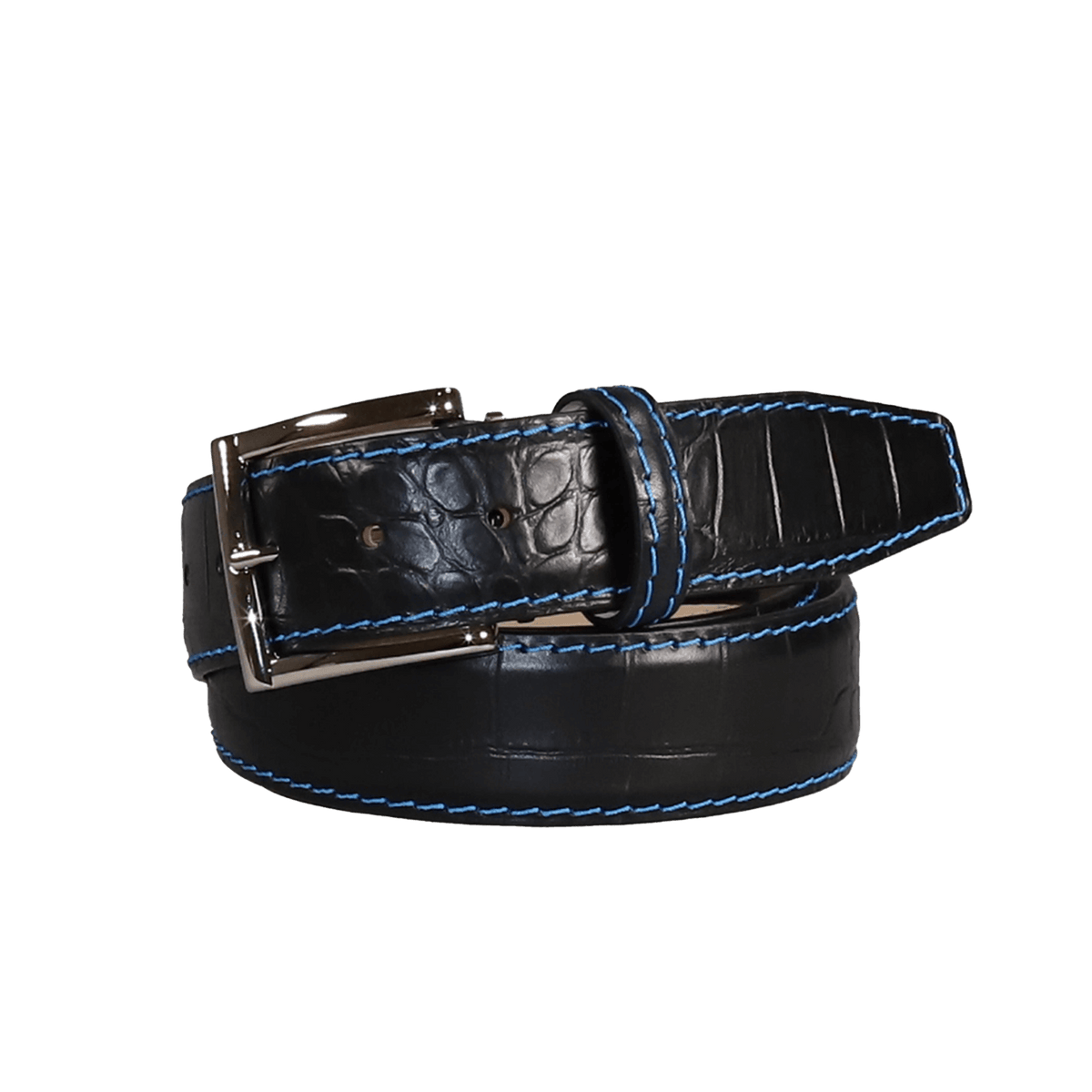 Black Mock Crocodile Leather Belt | Mens Leather Goods