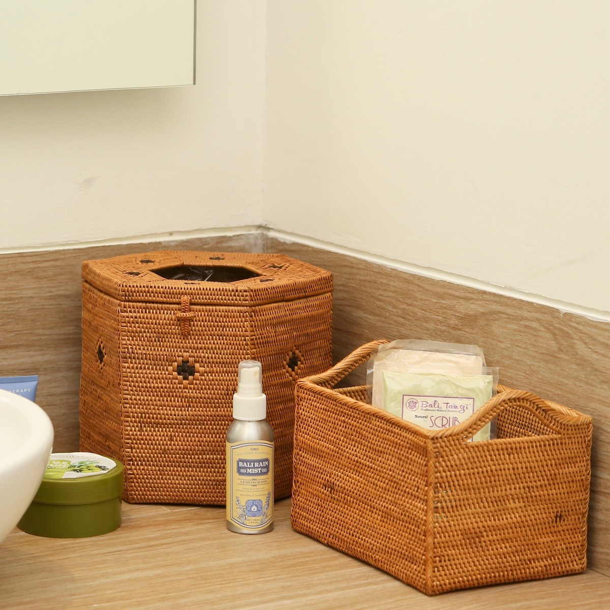 B4長方形ボックス○フタ付○柄入○アタ○バリ島○1002