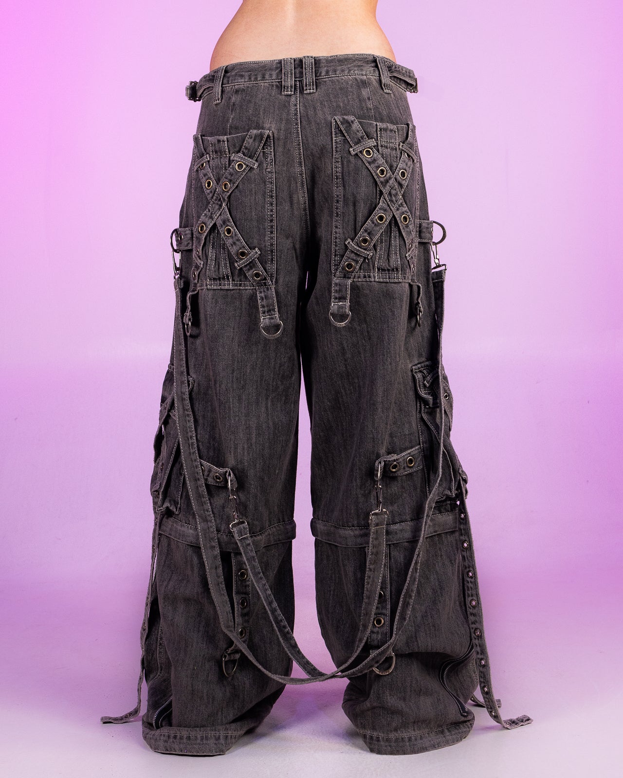 Tripp NYC Zip-Off Black Denim X-Strap Pants – Rave Wonderland