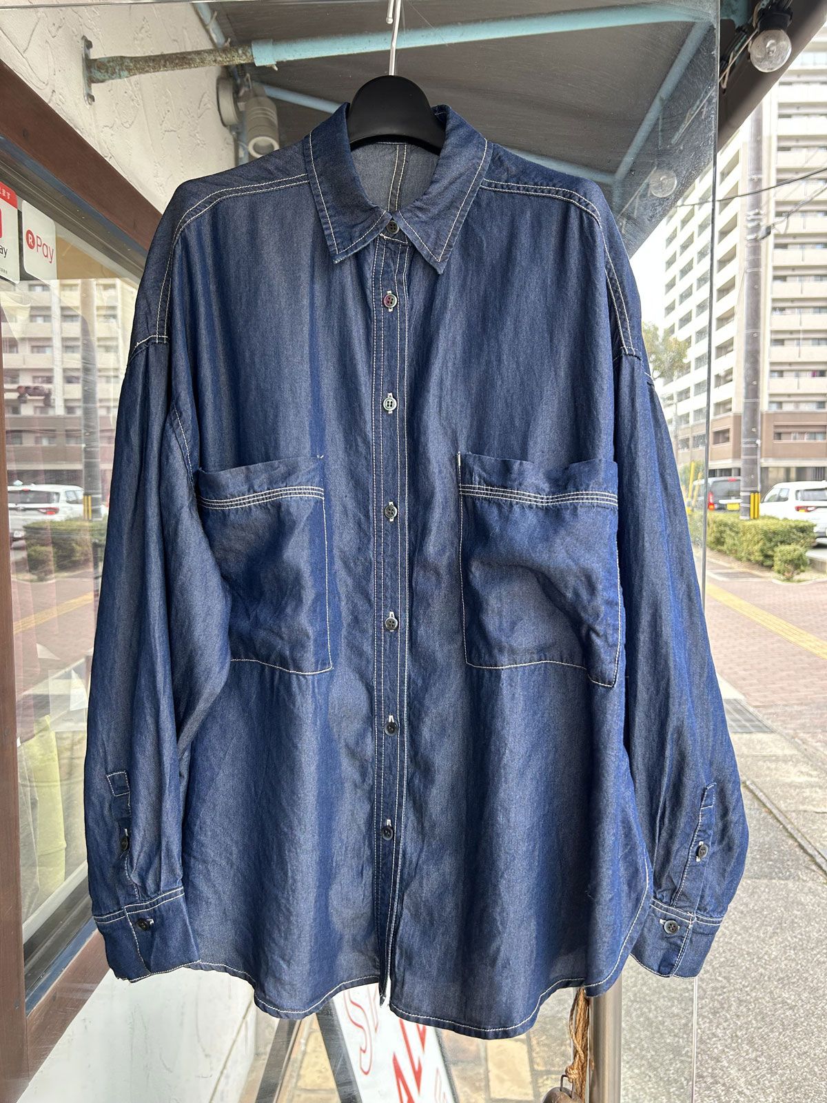 Hunch - テンセルデニム製品染めオーバーサイズシャツ インディゴ