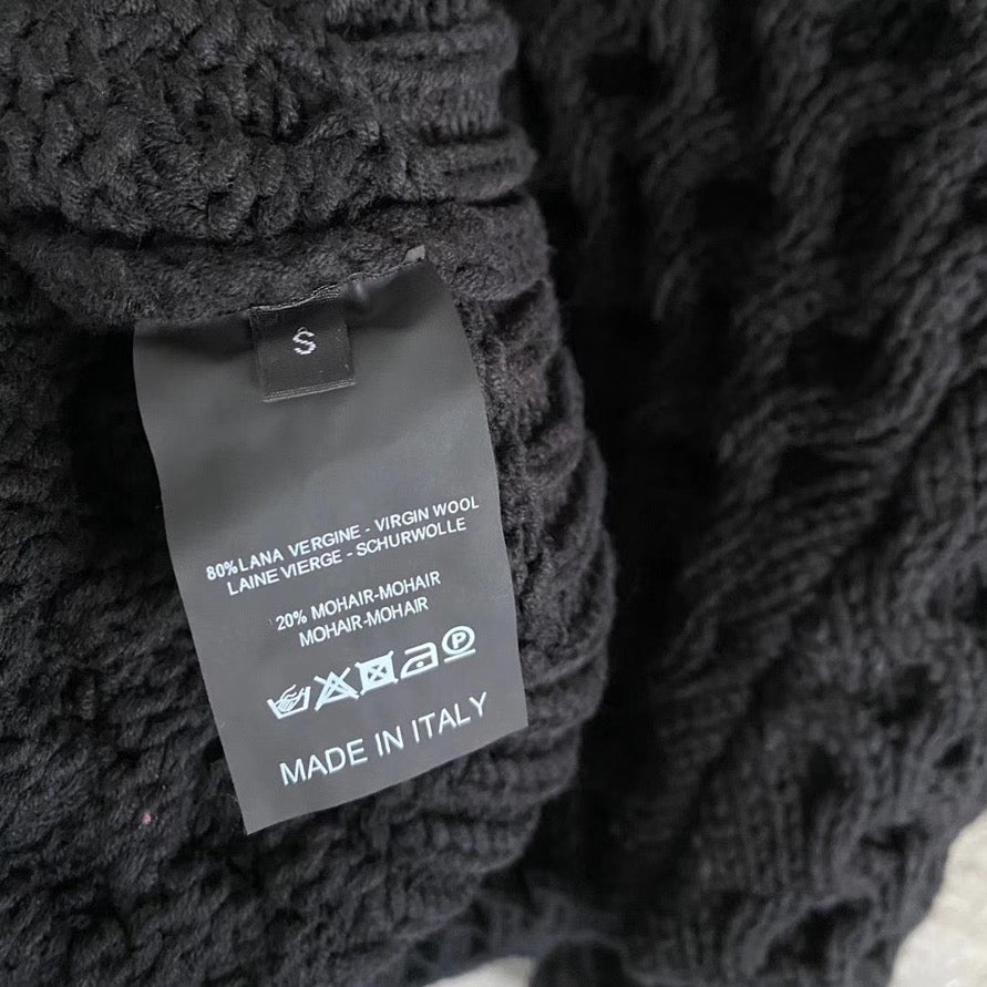 Raf Simons Black Wool Piercing Honey Stitch Sweater | Archive