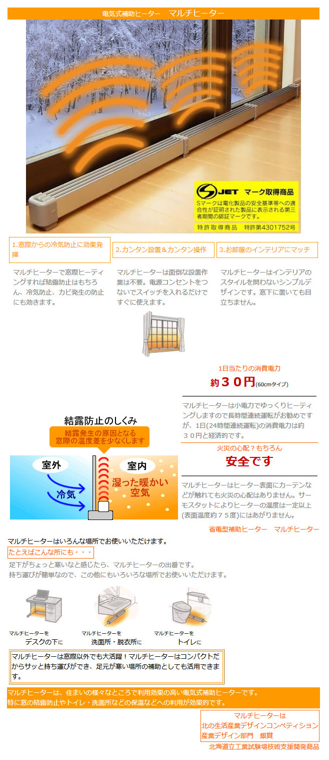 楽天市場】新型 マルチヒーター 120cm 結露防止 冷気防止ZZ-NM1200