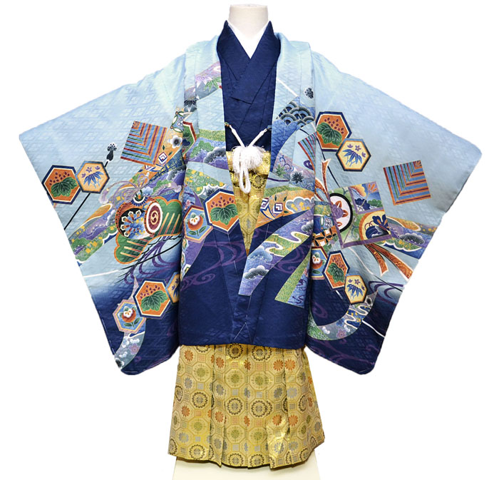 七五三 男の子‼️人気水色⭐︎兜金彩箔煌びやか極めてる⭐︎完全フル