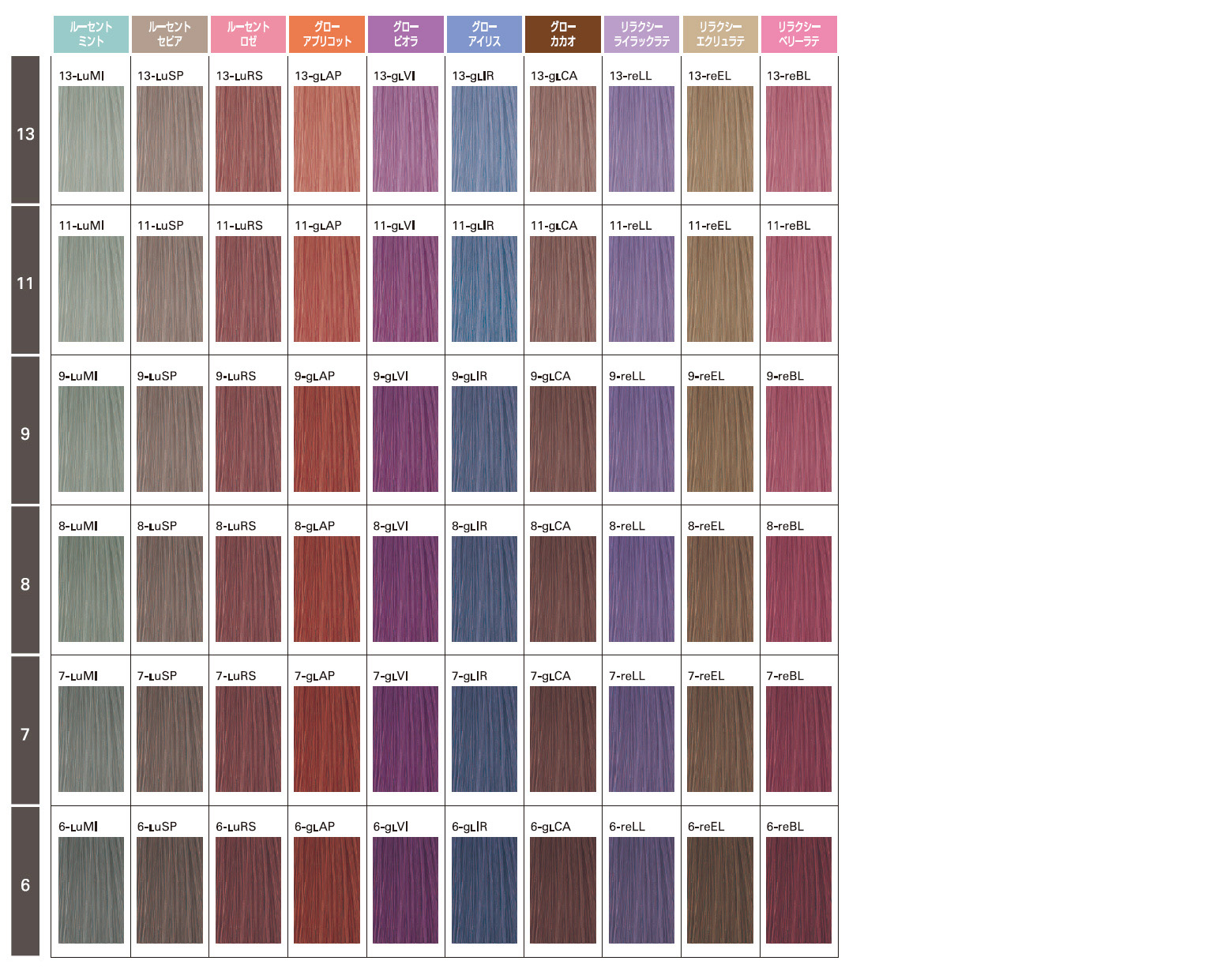 ミルボン】オルディーブ ヘアカラー カラーチャート