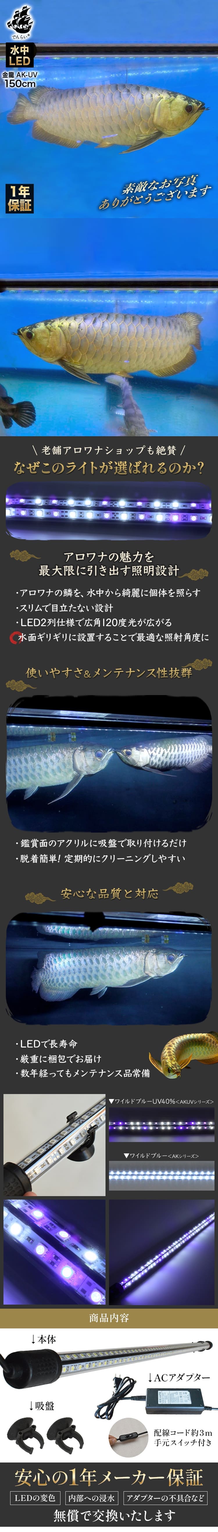 楽天市場】過背金龍 アロワナライト 藍底金龍 水槽ライト 熱帯魚ライト