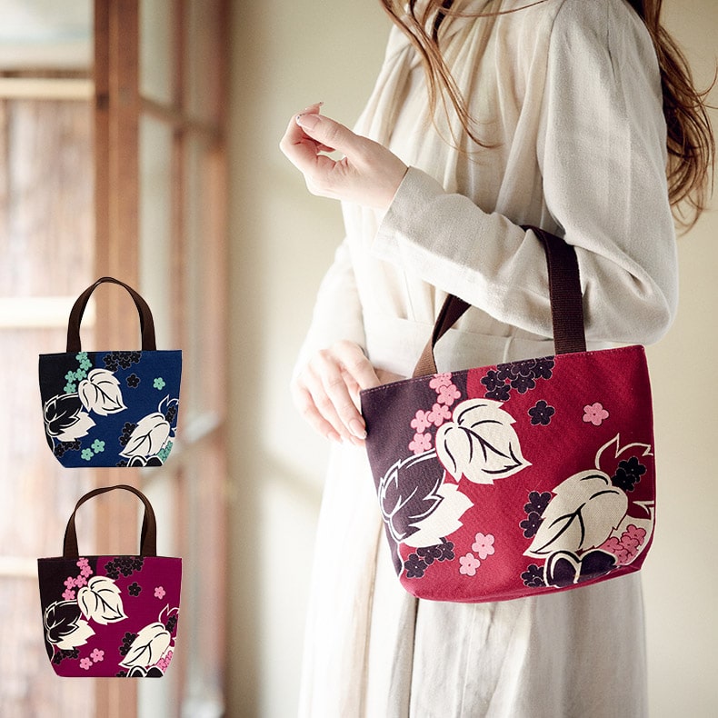 楽天市場】亥之吉 ミニトートバッグ つたかずら 蔦葛 紺 紅紫 ネコポス