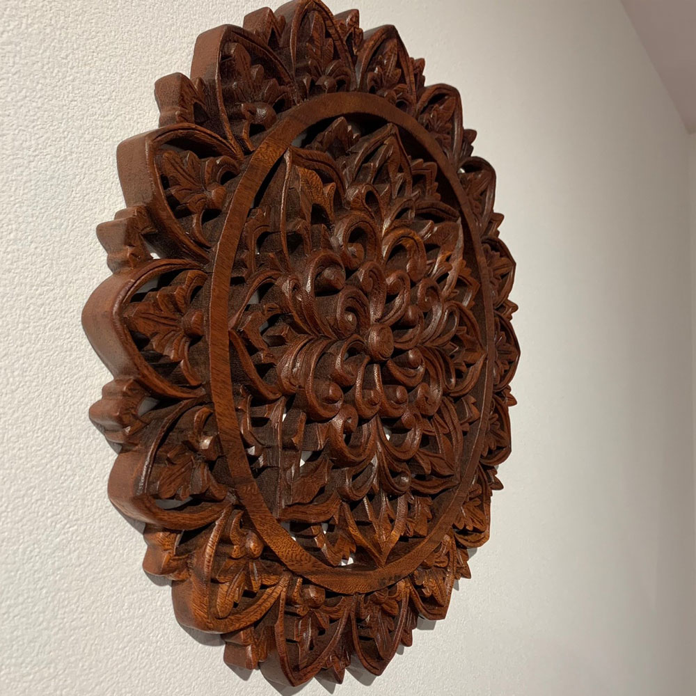 楽天市場】木彫りレリーフ φ40cm 木彫り レリーフ アートパネル 木彫り