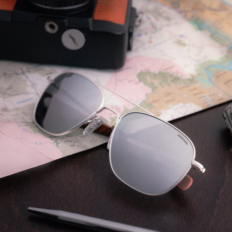 Aviator - Satin Silver & Polarized Silver Mirror Lenses | Randolph USA