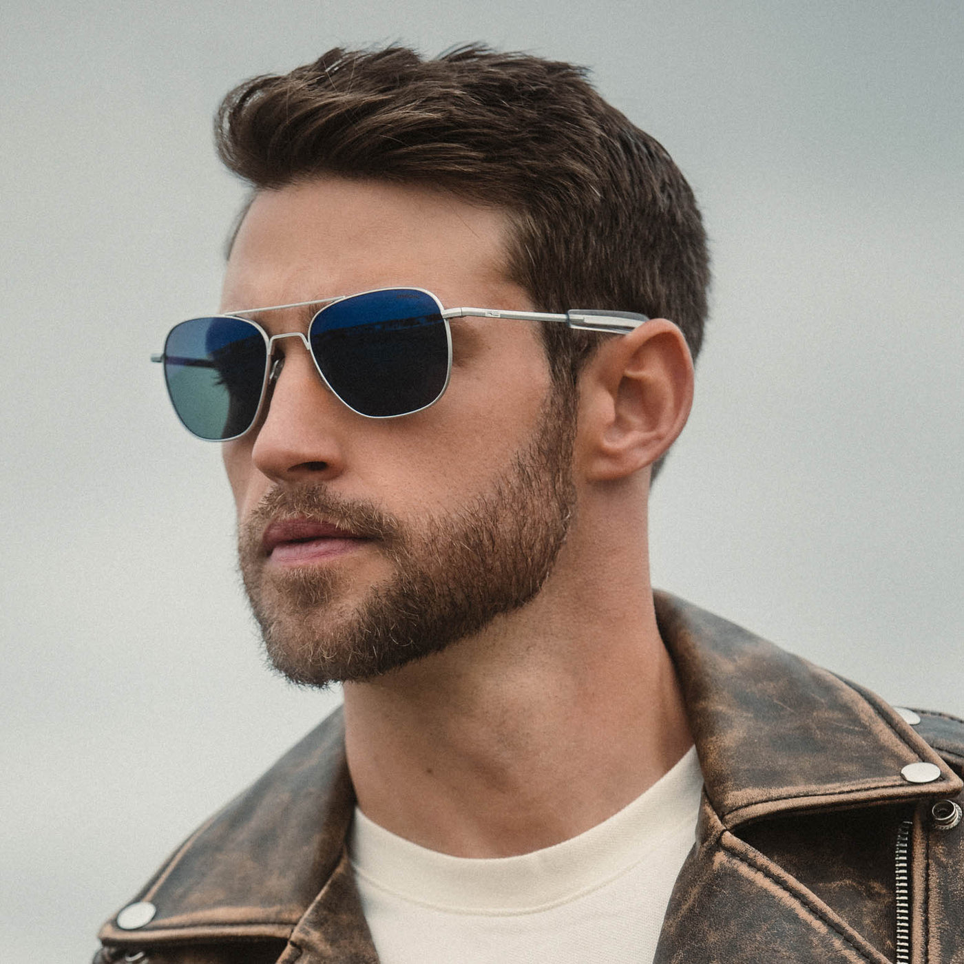 Aviator Matte Chrome & Atlantic Blue Sunglasses | Randolph USA