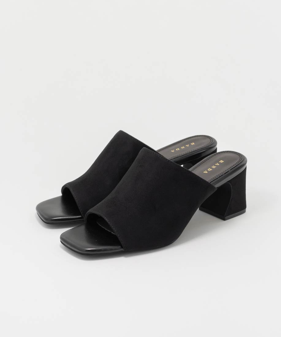 ESCADA エスカーダ ハートビジュー サテン ミュール 37 黒 ESCADA