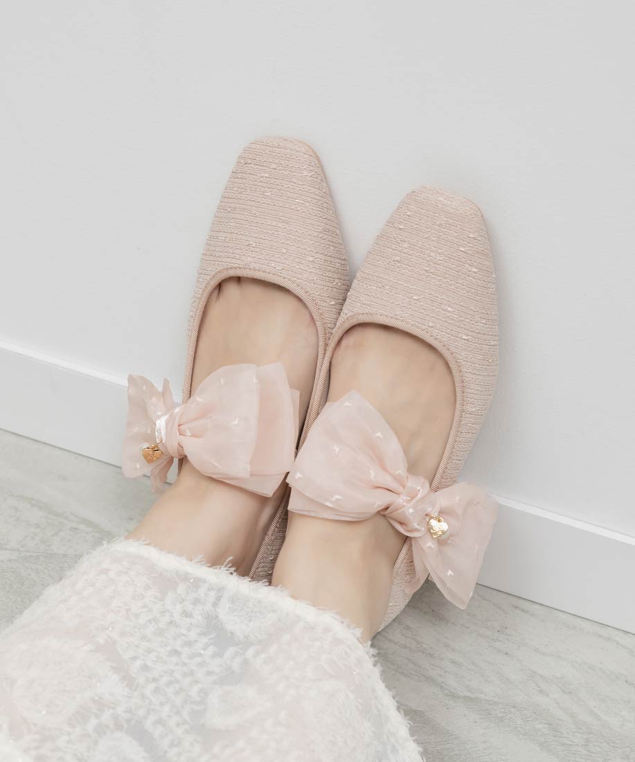 Heart Collection】2WAY シアーリボンハートフラットパンプスRANDA公式