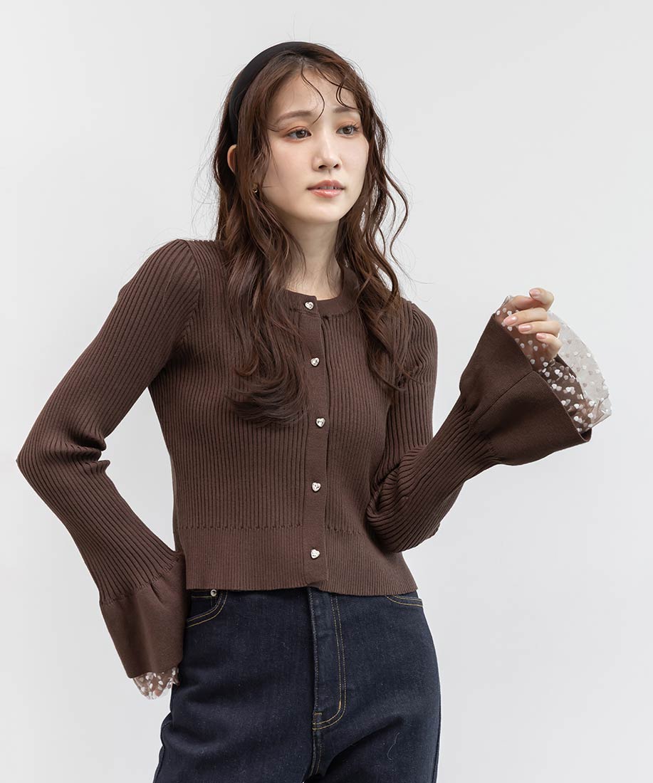 SALE】ハートチュールカフスリブニットカーディガンRANDA公式サイト