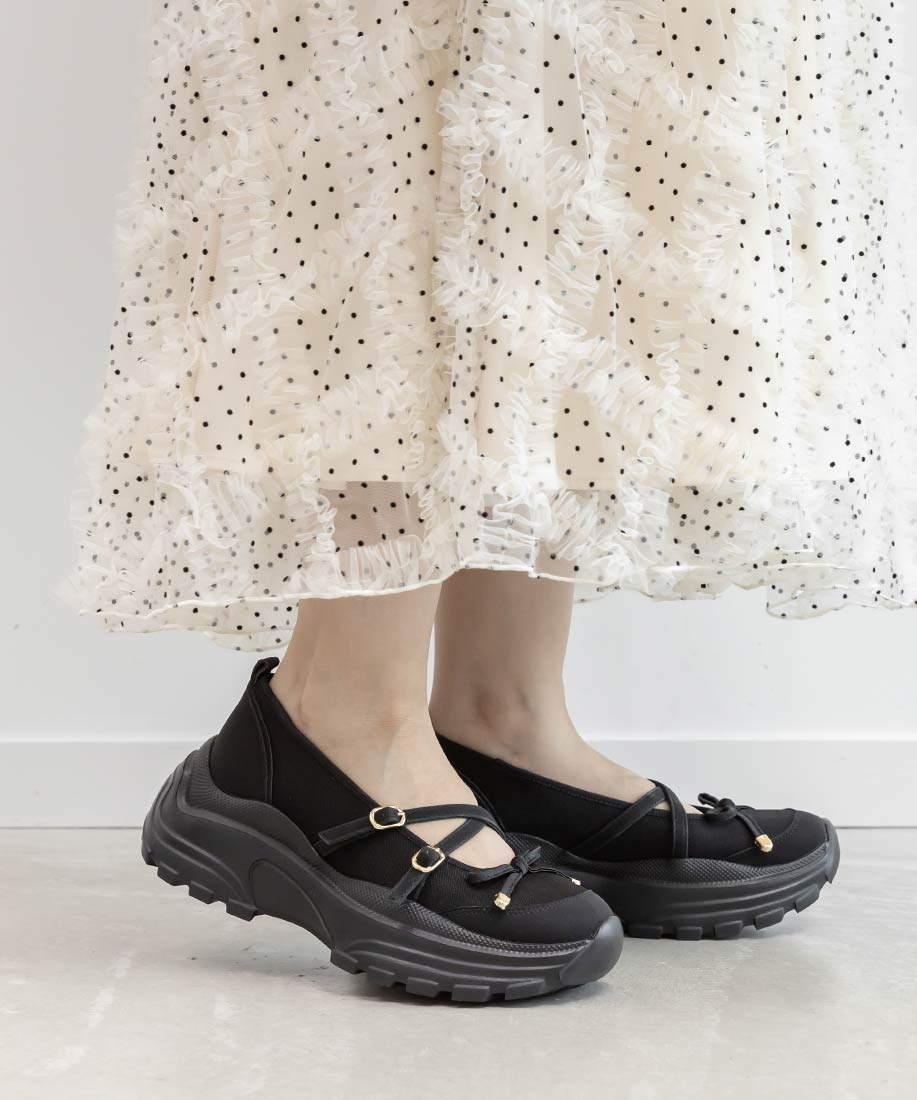 RANDA ボリュームソールスニーカーライクローファー ブラック 小さい