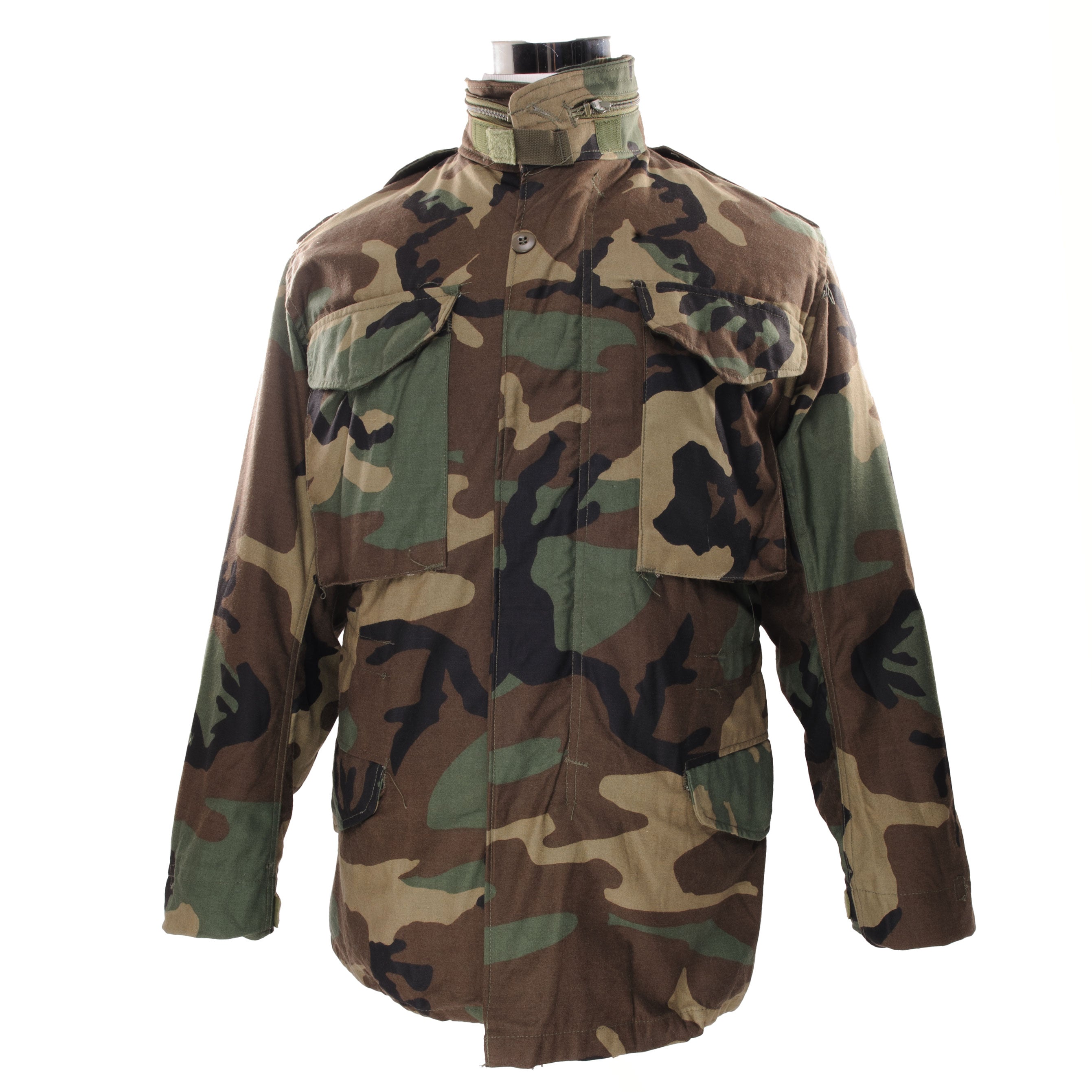 VINTAGE US ARMY M65 WOODLAND CAMO FIELD JACKET 1982 XS REGULAR NOS