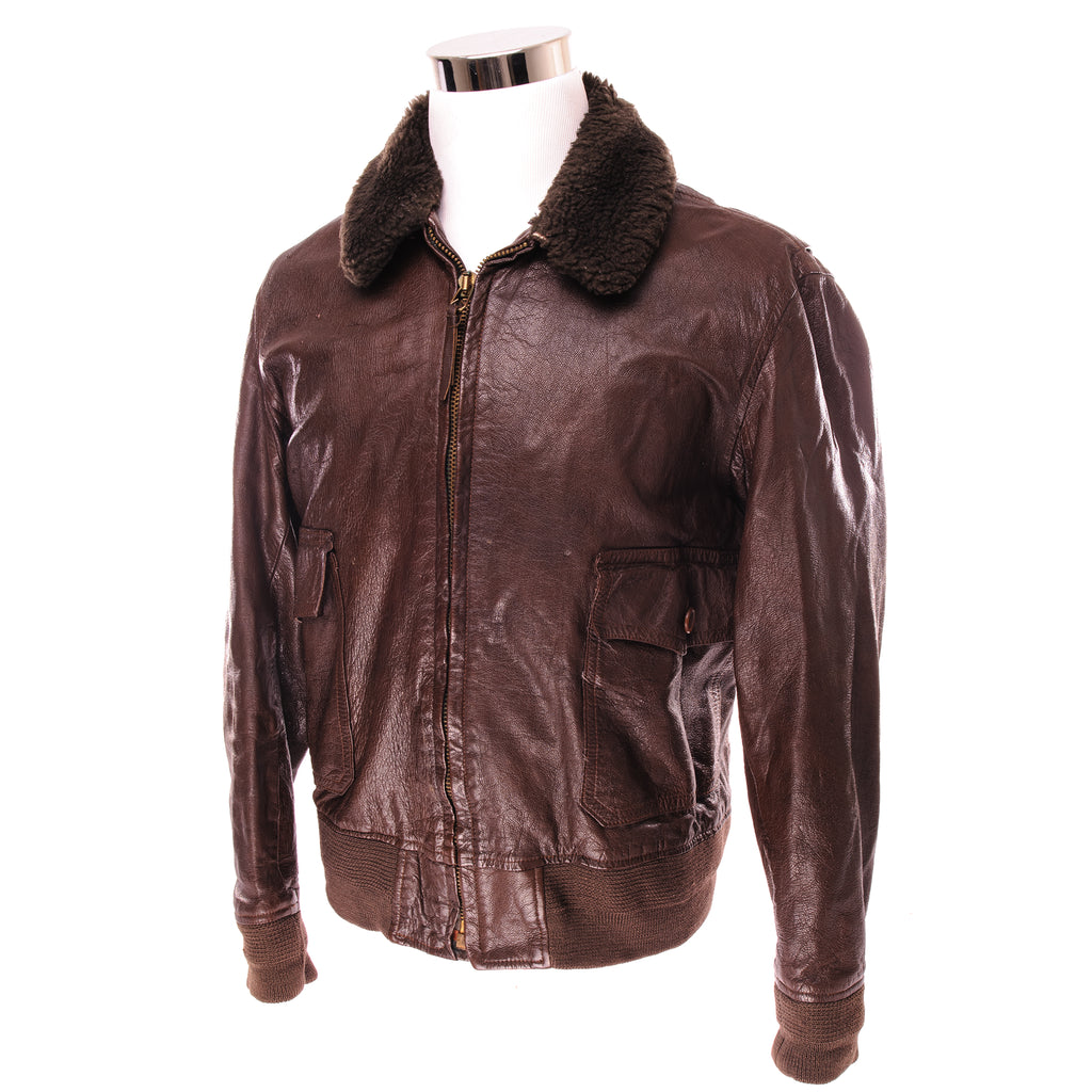 VINTAGE US NAVY G-1 G1 FLIGHT JACKET SIZE 42 55J14 (AER) – Rare