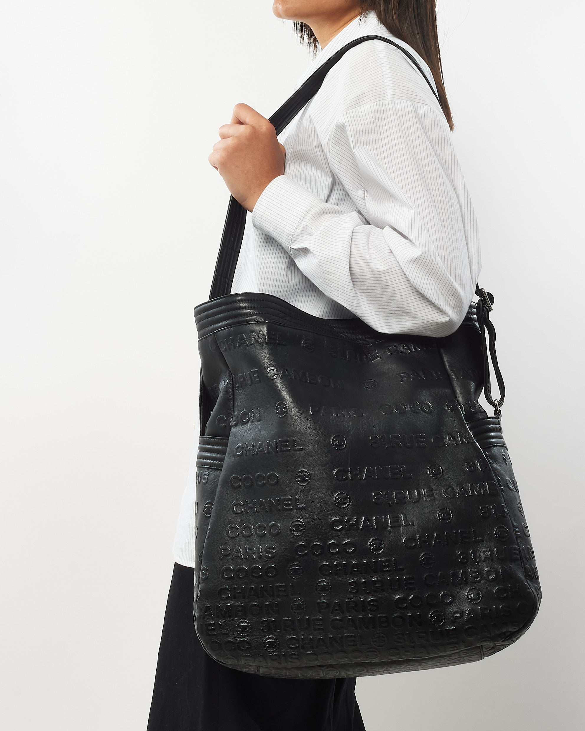 Buy Chanel Black Leather Embossed 31 Rue Cambon Large Crossbody