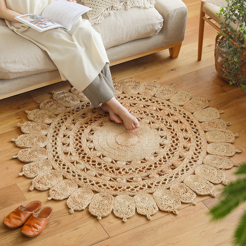 zara ナチュラルジュート円形ラグ 直径約208㎝ ホツレあり。 zara