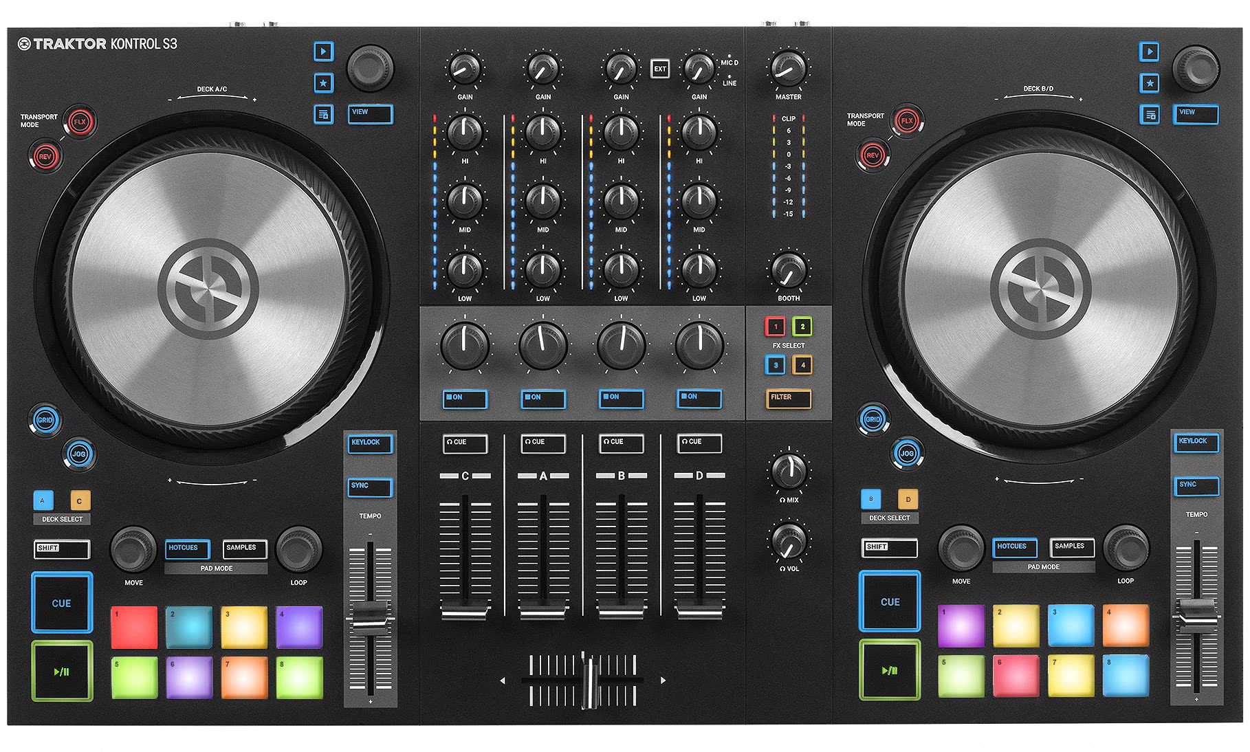 Controlador de 4 Canais Native Instruments Kontrol S3 com TRAKTOR