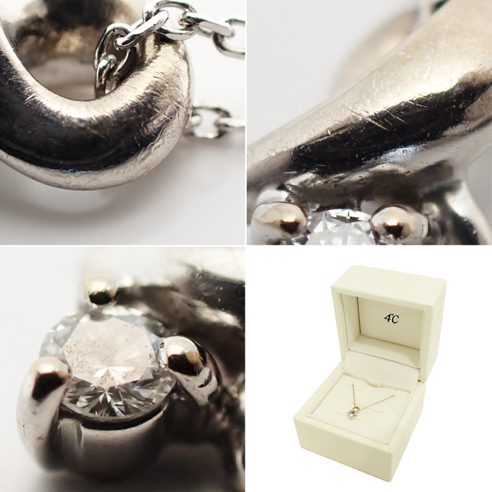 ヨンドシー(4℃) K18WG ダイヤモンド ネックレス シルバーカラー｜Reizm