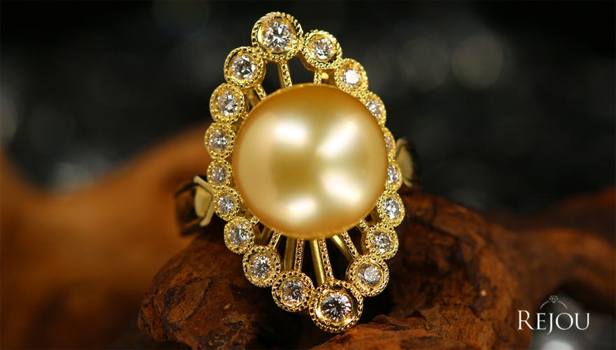 南洋ゴールデンパール 12㎜ ダイヤモンド 0.5ct イエローゴールド