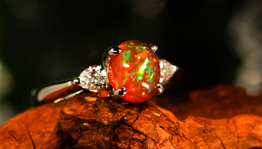 第367回抽選販売＞メキシコ産ファイアオパール 1.6ct ダイヤモンド