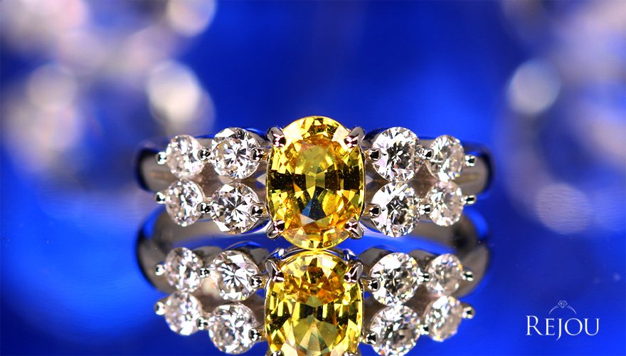 非加熱イエローサファイア 1.0ct ダイヤモンド 0.5ct プラチナ リング