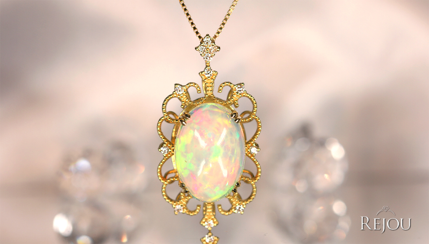 エチオピア産ウェロオパール 7.2ct ダイヤモンド イエローゴールド