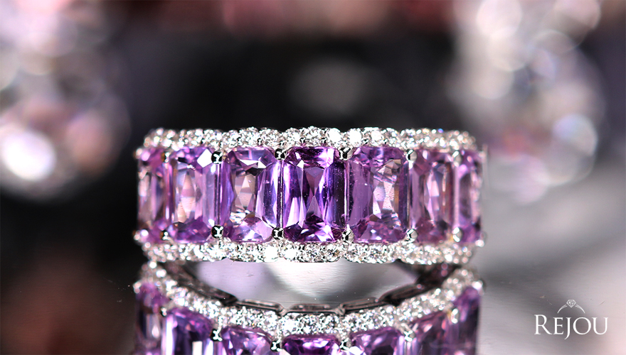 パープルサファイア 約4ct ダイヤモンド 0.3ct ホワイトゴールド