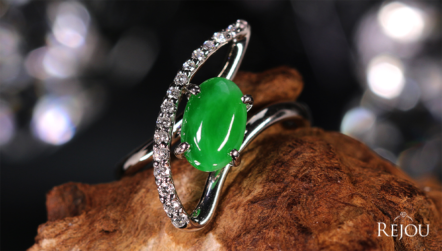 翡翠（ヒスイ） 1.2ct ダイヤモンド プラチナ リング(指輪)【品質