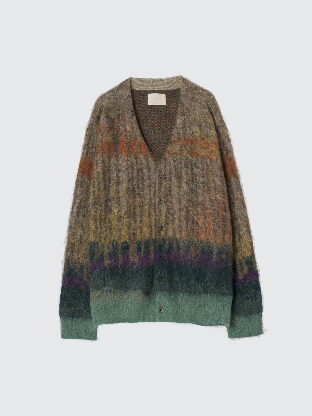 TREE JACQUARD MOHAIR BUTTONED CARDIGAN - YOKE WOMENS & MENS