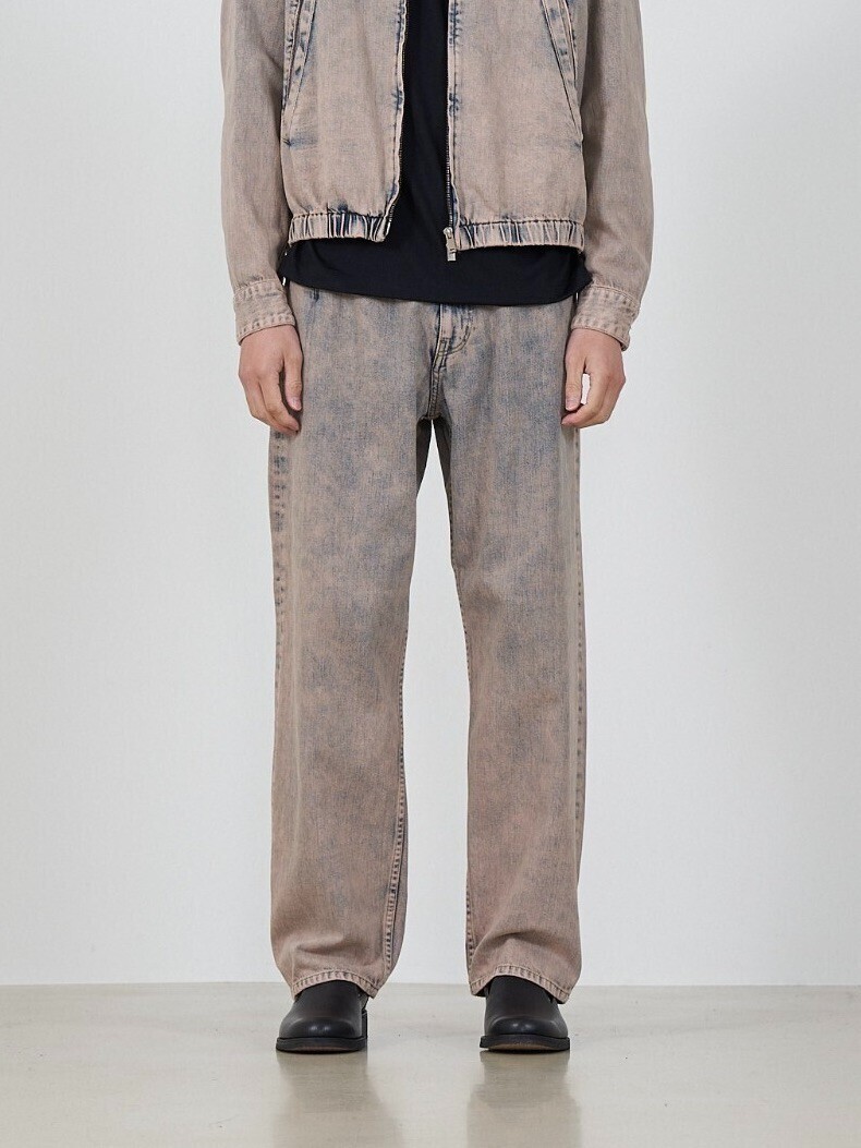 ブリーチ&オーバーダイデニム ワイドストレート5Pパンツ - ヨーク
