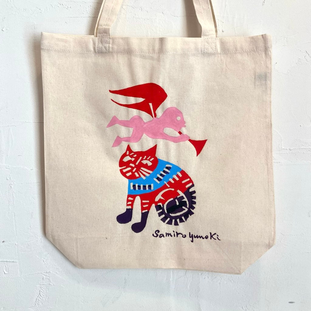 柚木沙弥郎 トートバッグ 布バッグ ネコと天使 かばん 未使用 帆布