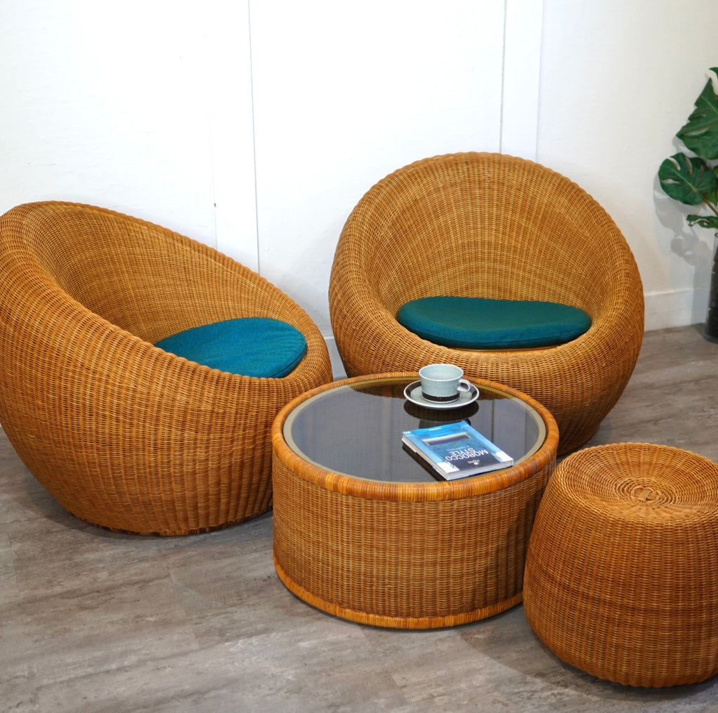 山川ラタン 剣持勇 スツール チェア ヴィンテージ 中古 籐 名作