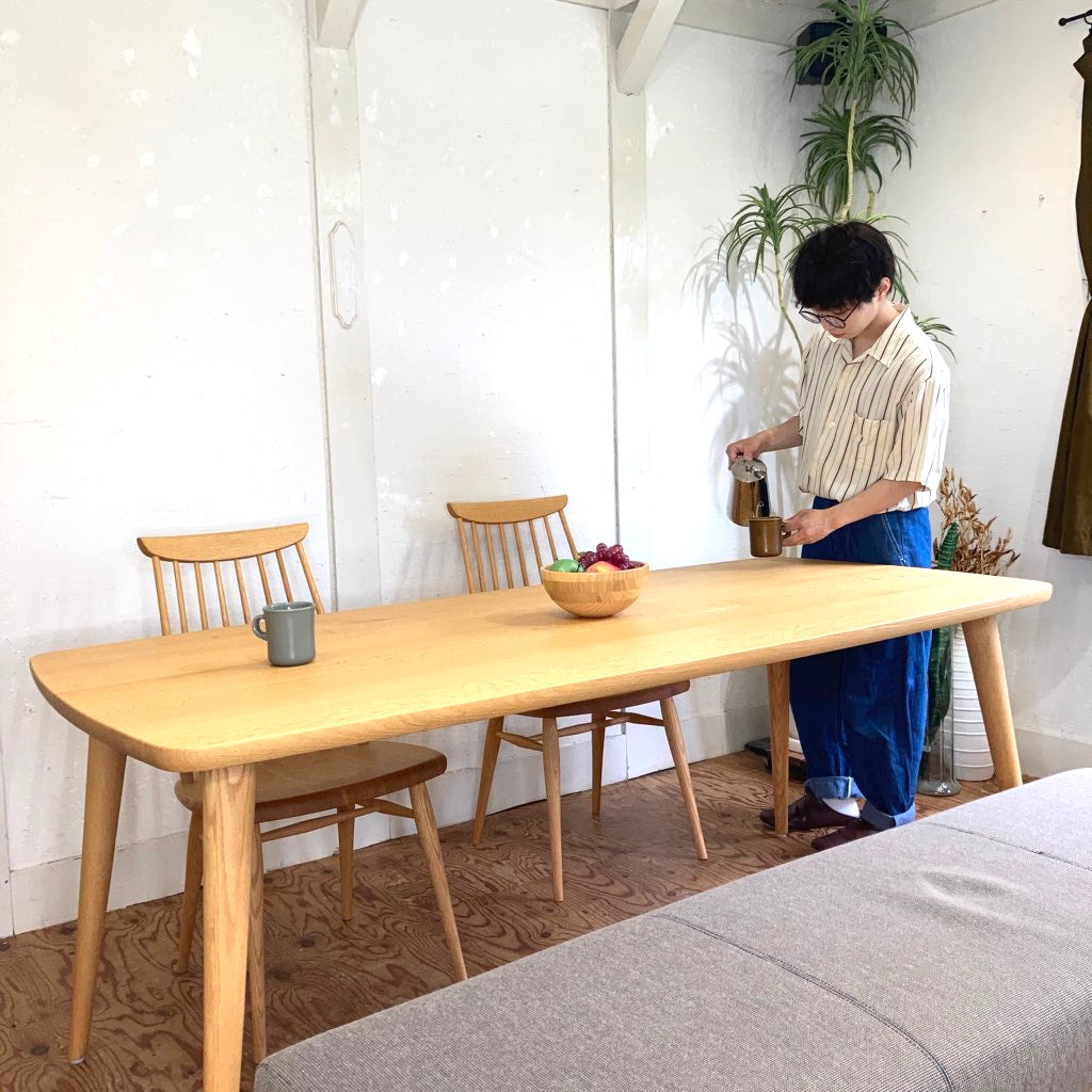 柏木工 ダイニングテーブル 180㎝ オーク無垢 中古 大きい 木 丸い