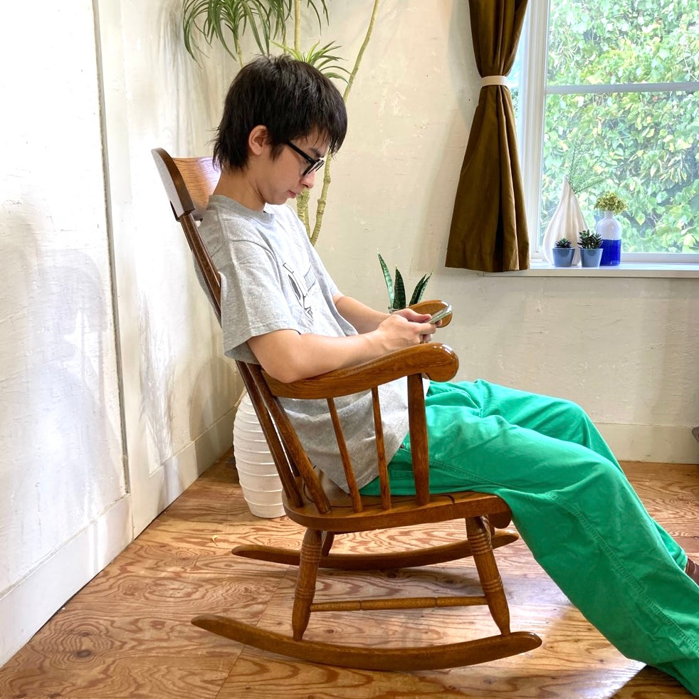 飛騨産業 ロッキングチェア グリーン ナチュラル 希少カラー 塗装