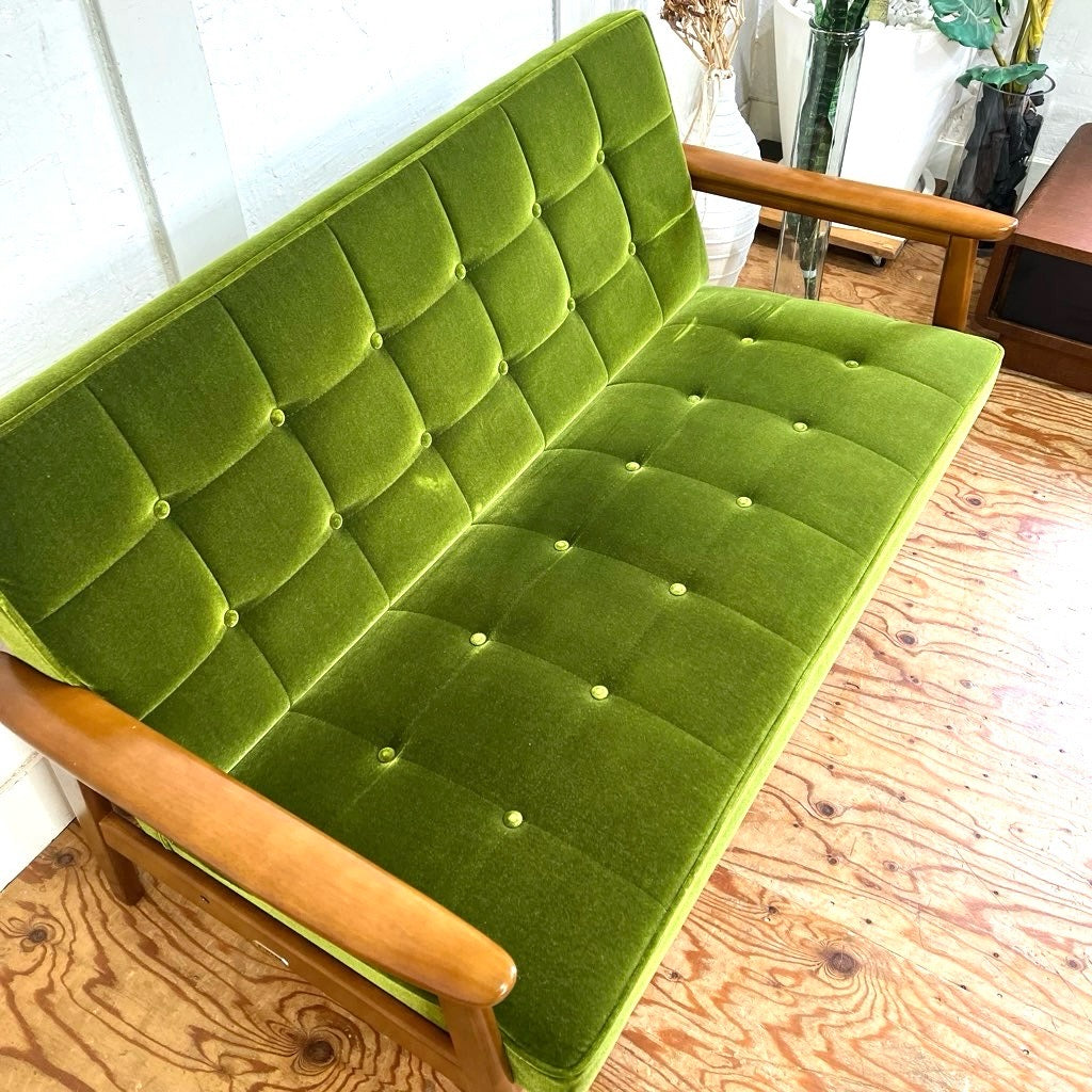 カリモク60 ロビーチェア 2シーター モケットグリーン 2P ソファ 緑