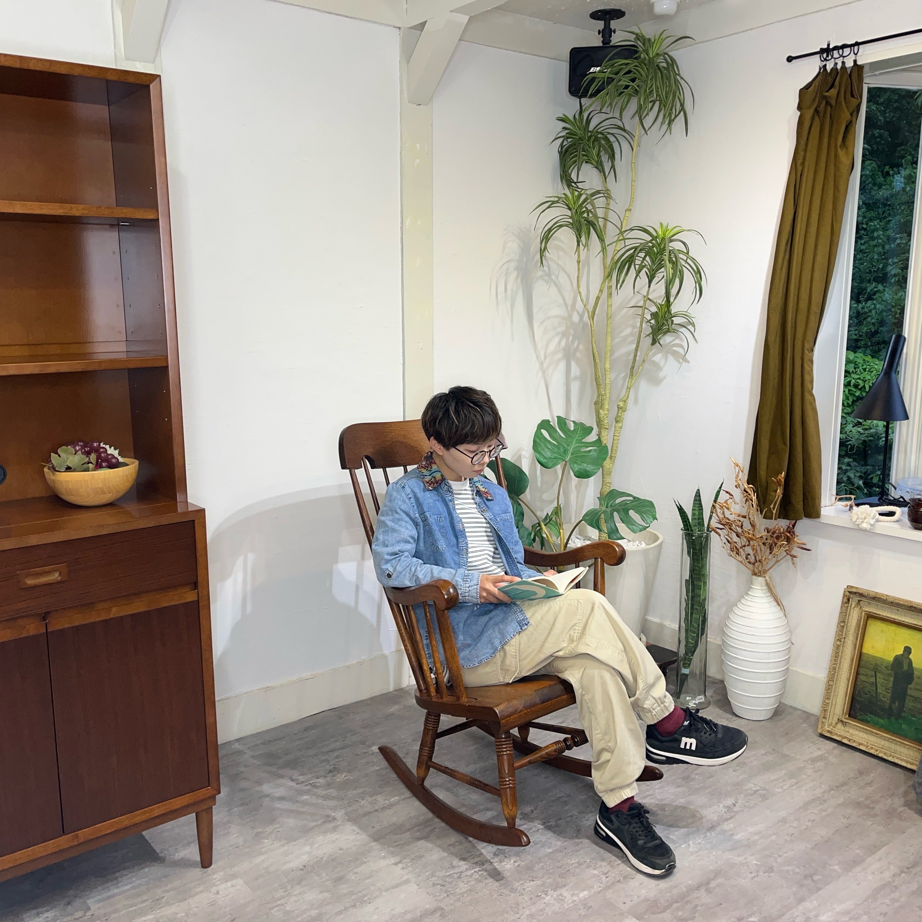 飛騨産業 / HIDA 穂高 ロッキングチェア キツツキマーク 中古 揺れ椅子