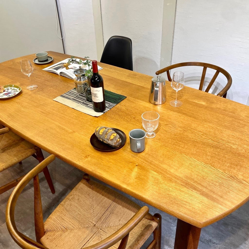 ナラ材ダイニングテーブル ローテーブル 無垢材 木目 2Way 長方形