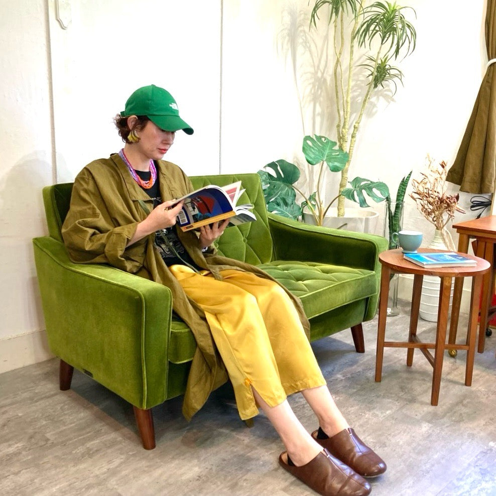 カリモク60 kチェア 2シーター モケットグリーン S11594227 - 2人掛け