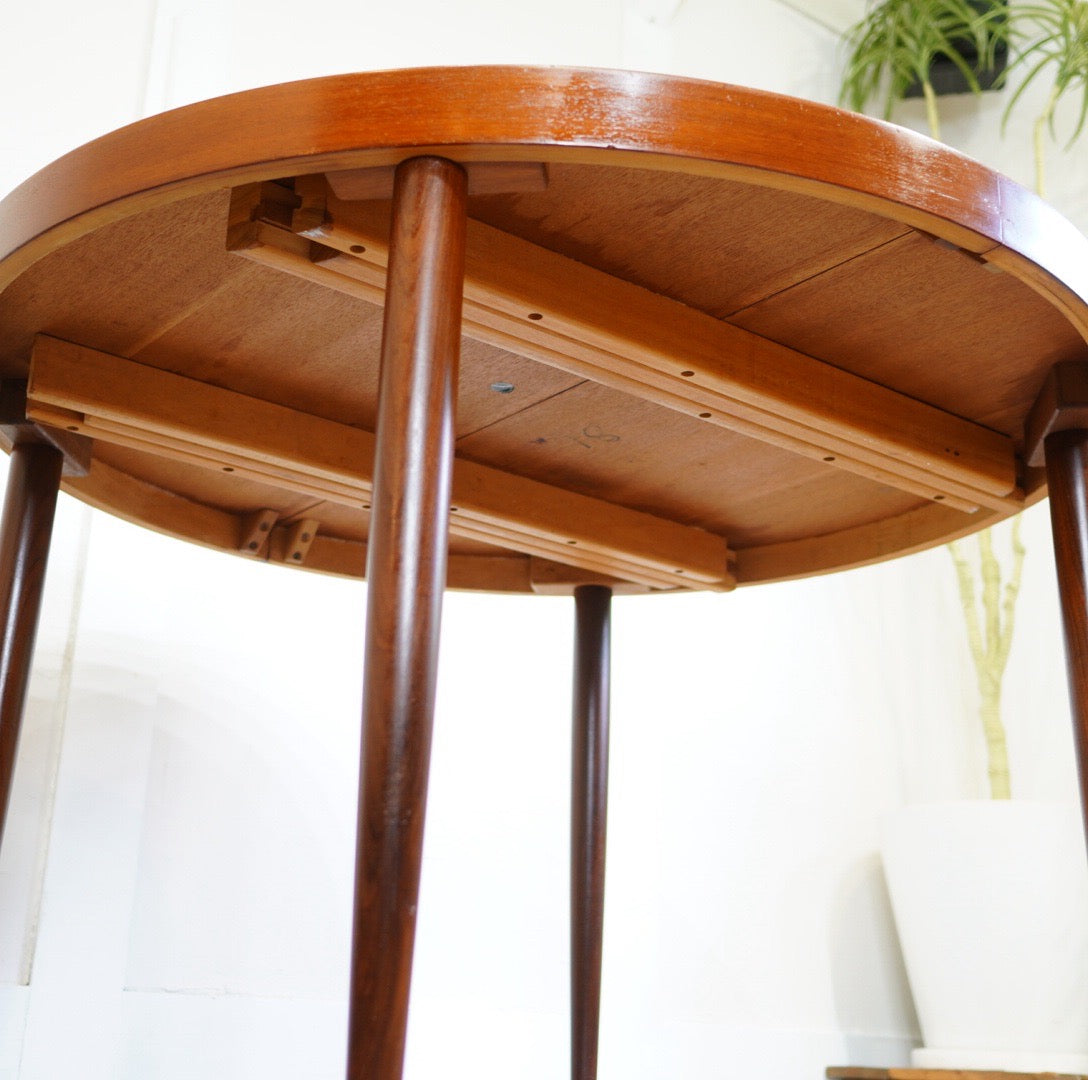 北欧ヴィンテージ エクステンションラウンドテーブル チーク材