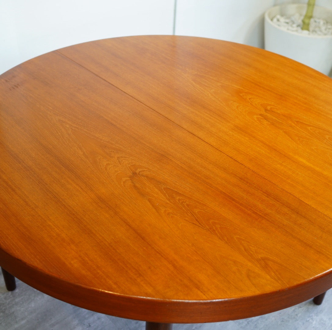 北欧ヴィンテージ エクステンションラウンドテーブル チーク材