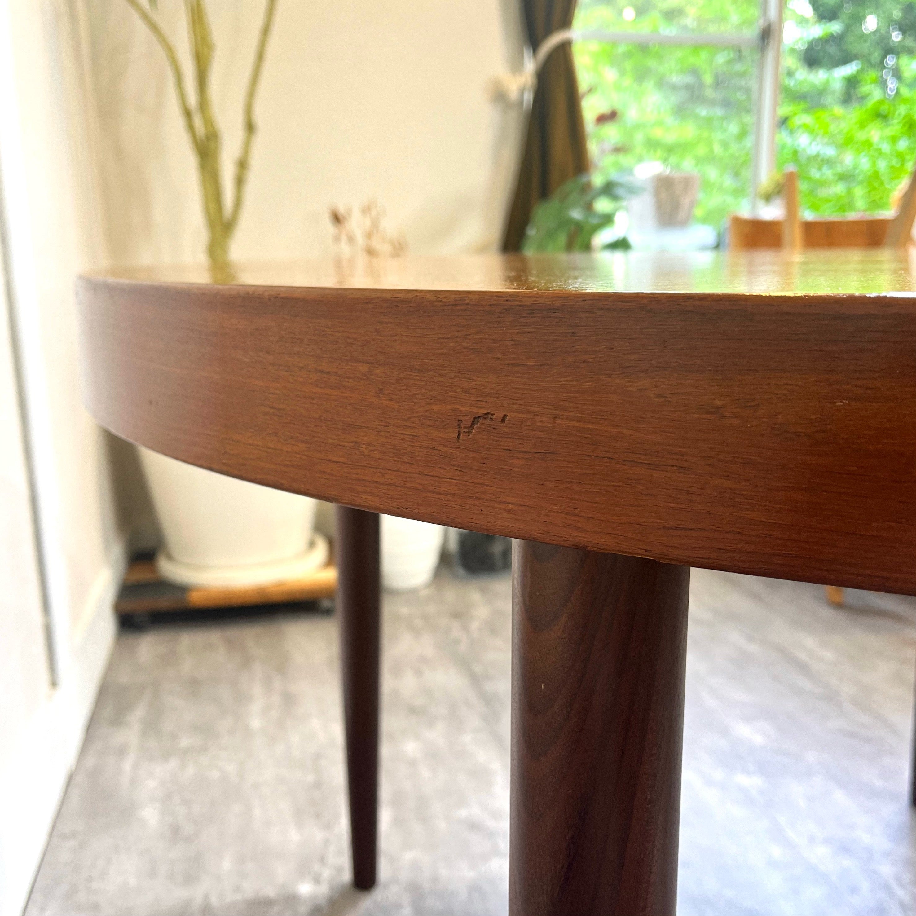 北欧ヴィンテージ エクステンションラウンドテーブル チーク材