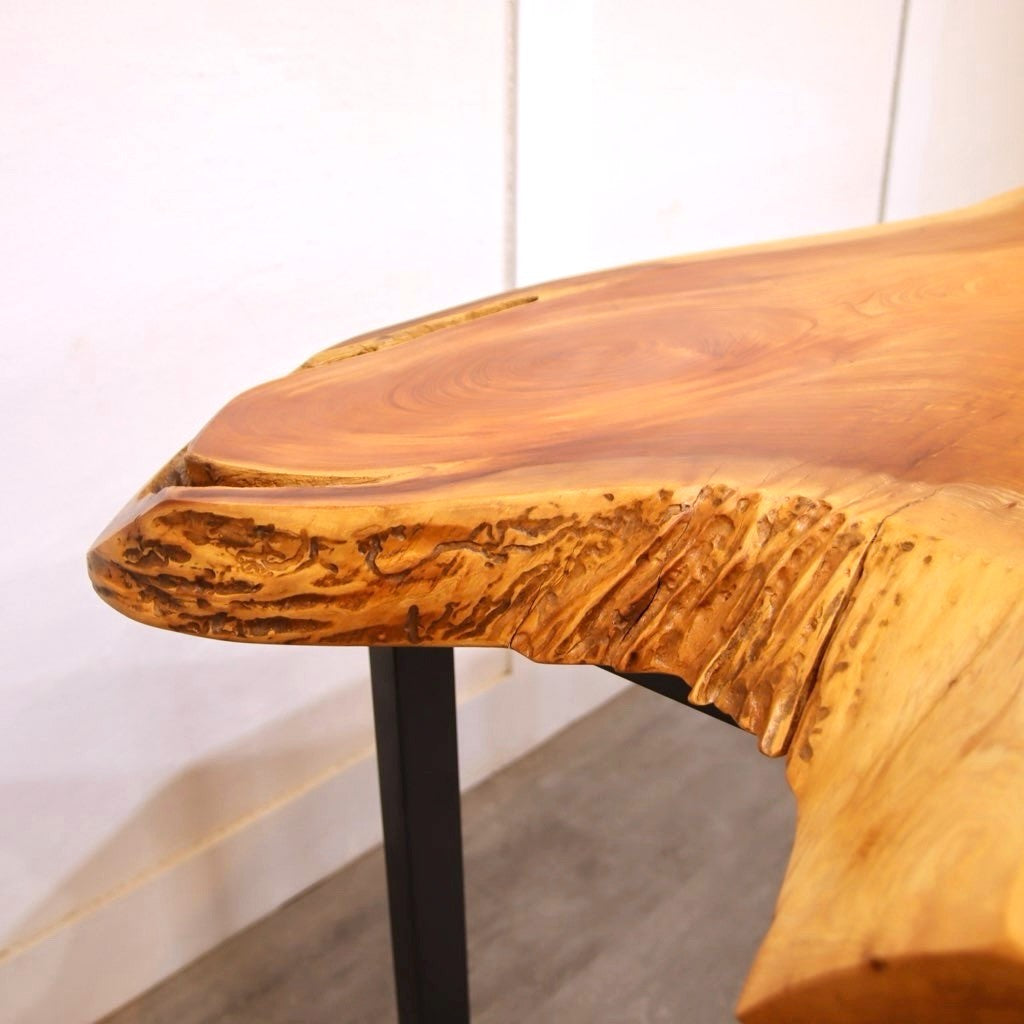 座卓から作ったケヤキ一枚板のデスク 無垢材 リメイク家具 再生家具